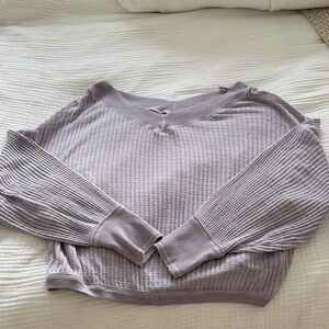 Purple Ribbed Knit Top